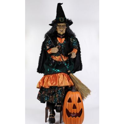 6 foot Sitting Witch with Lighted Pumpkin