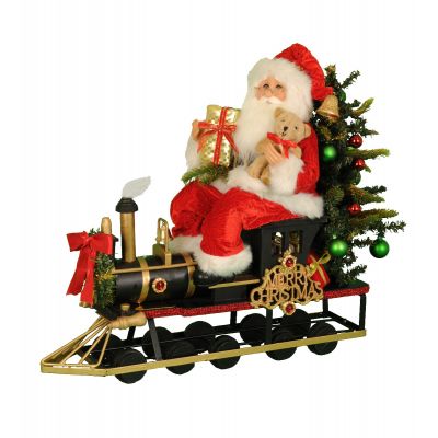 Lighted  Merry Christmas Train Santa